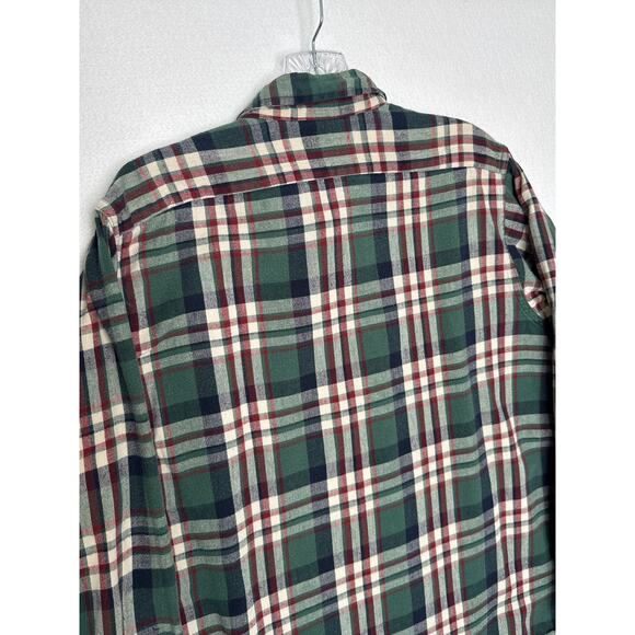 Vintage L.L. Bean USA green red Plaid Flannel Shirt Women’s Medium 80s/90s - Picture 9 of 13